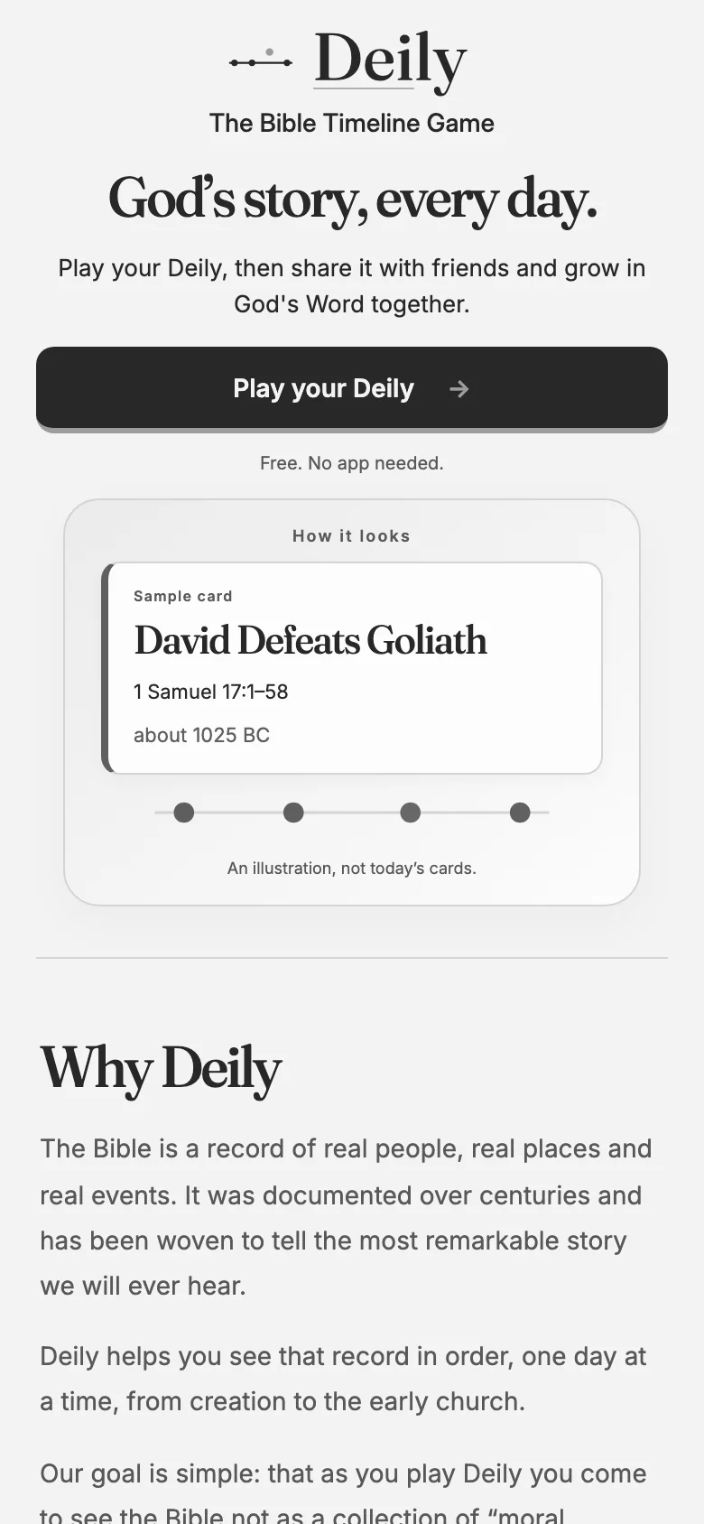 Deily's web welcome screen